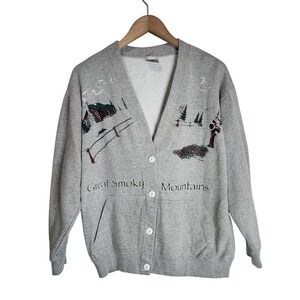 Great Smoky Mountains‎ Sweater Cardigan Women's Medium Button Front Long Sleeve